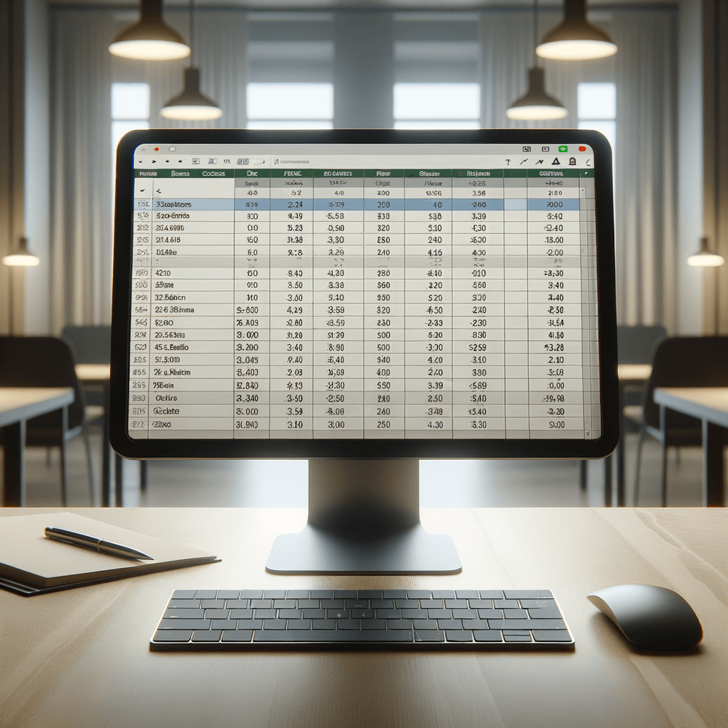 Ecran d'ordinateur avec tableur